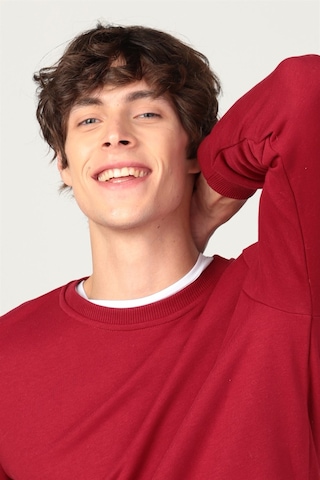 Tudors Bisiklet Yaka Basıc Unisex Sweatshirt-25825 Bordo