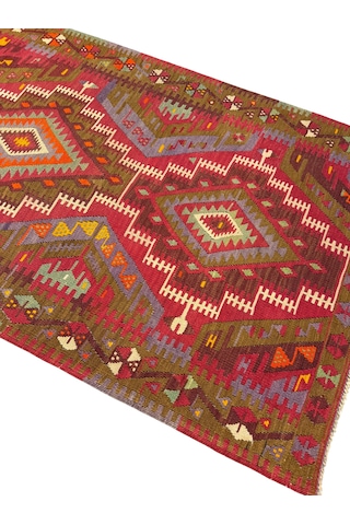 El Dokuması Antika Avşar Kilimi 98x146 Kök Boya %100 Yün İnce Kilim Renkli