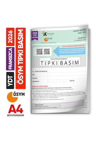 2026 Yks Ydt Fransızca Ösym Tıpkı Basım Çıkmış Soru Deneme Kitapçığı Türkiye Geneli