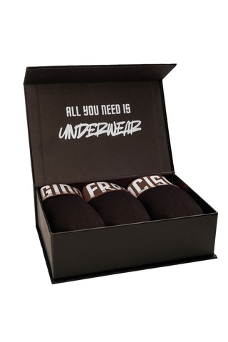 Gino Francisco Erkek Boxer 3'lü Paket Pamuklu Kırmızı Mood Serisi Premium Kutulu Set Kahverengi