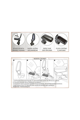Renault Megane 2 Araca Özel Kol Dayama Kolçak Siyah 2003-2011 Arası Modellere Uyumlu Niken