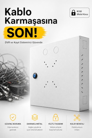 Mn6 Mn110dv Kilitli Metal Dvr Kamera Kabin 45x35x10 Cm Duvar Tipi Güvenlik Kasa Premium Kablo Düzenleme