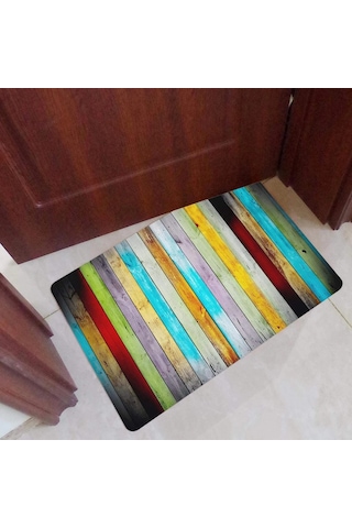 Esnature Rustik Ahşap Renkli Kapı Önü Paspası 45x70 Cm Çok Renkli
