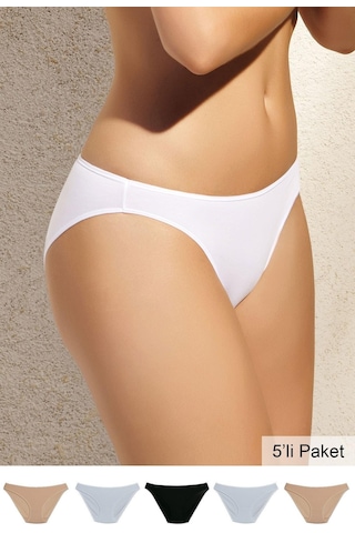 Pierre Cardin PIERRE CARDIN 2057 KADIN HIGH LEG BRIEF YÜKSEK BEL SLİP KÜLOT 5 Lİ PAKET EKONOMİK Asorti