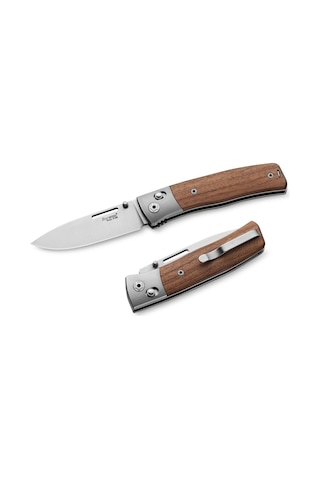 Lionsteel Nini Santos Wood - Titanium Bolster Kamp Çakı Kahverengi