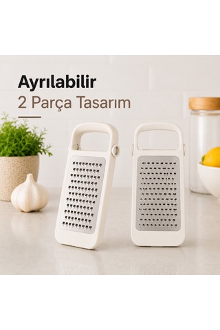 Sariva Home Katlanır Rende Ayrılabilir 2 Parçalı Çift Fonksiyonlu Kompakt Tasarım Pratik Mutfak Rendesi Sariva Home Beyaz