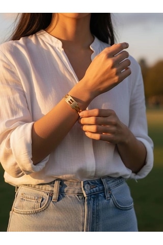 Altın Üçlü Kaburga Kelepçe Bilezik