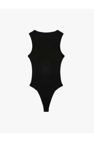 Koton Çıtçıt Düğme Detaylı Kolsuz Bisiklet Yaka Bodysuit Siyah 6sal30148ık Siyah