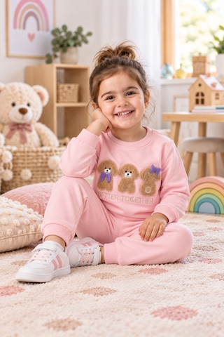 Tucankids Kız Çocuk Pembe Ayıcık Nakışlı 2 İplik Eşofman Takımı