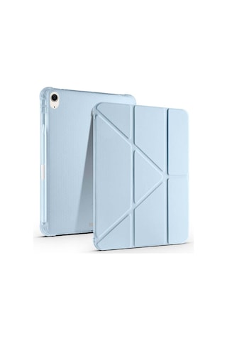 Apple Uyumlu iPad Air 11'' M3 2025 m2 2024 Üçgen Katlanabilir Kalem Şarj Bölmeli Standlı Kılıf Kapaklı