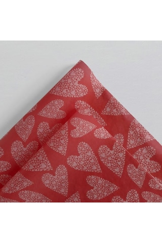 Kırmızı Kalp Desenli Pelur Kağıt- 50x70 17 Gr - 200 Adet