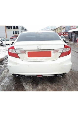Honda Civic Fb7 Uyumlu Gri Difüzör 4 Krom Egzoz Görünümlü Difizör Arka Ek Body Kit