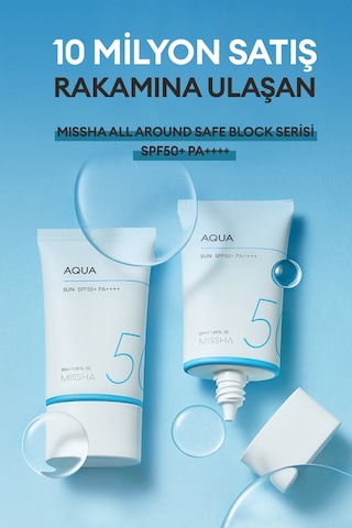 Missha Su Bazlı Nemlendirici Güneş Koruyucu Jel All Around Safe Block Aqua Sun Gel Spf50+/PA++++ 50 ML