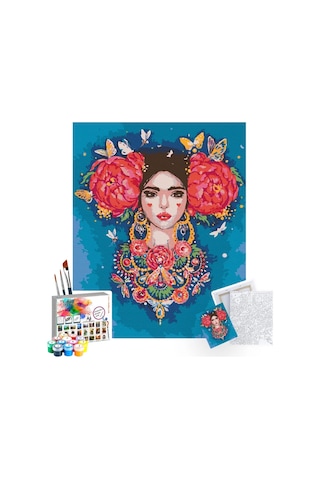 Sayılarla Boyama Seti 40 X 50 CM Tuval Şasesine Gerili Lady