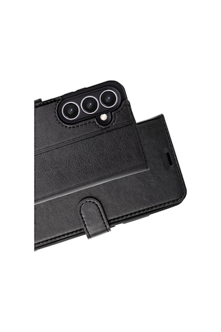 Samsung Galaxy Uyumlu A37 5g Kılıf Deri Deluxe Cüzdanlı Kapaklı Case Siyah