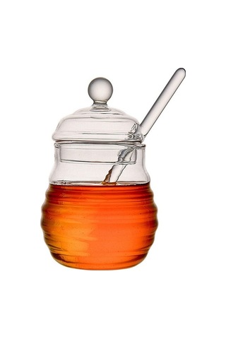 Pazly Şeffaf Kapaklı Büyük Bal Kavanozu - Dayanıklı Cam Saklama Kabı Pratik Ev Kullanımı İçin Mükemmel Şeffaf