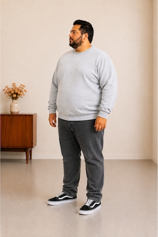 Sngl Tekstil Erkek Büyük Beden Oversize 3 İplik Uzun Kollu Sweatshirt 3xl-4xl-5xl-6xl-7xl-8xl-9xl Gri Melanj