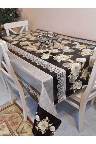 Elyaflı Pvc Masa Örtüsü Modern, Dayanıklı, Silinebilir Ve Şık Görünüm Mrl193 Siyah