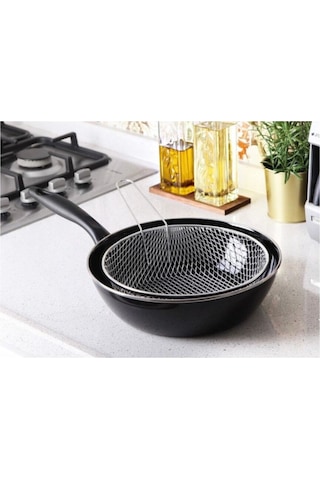 Cips Patates Kızartma Tavası Fritoz 26 Cm Siyah