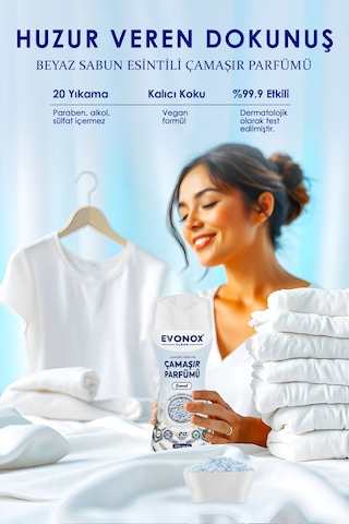 Evonox Clean Granül Çamaşır Parfümü & Çamaşır Yumuşatıcı Everest Beyaz Sabun Esintisi 210 Gr Tekli