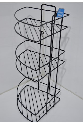 Siyah Üçlü Banyo Köşe Rafı Şampuanlık Köşelik Siyah