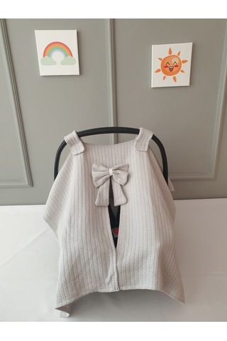 Puset Örtüsü & Puset Minderi Seti - Pike Kumaş - Gri