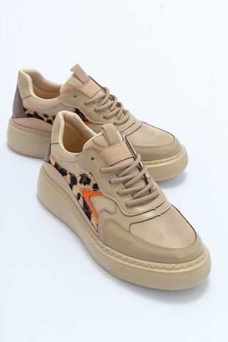Luvishoes Aere Bej Desenli Kadın Spor Ayakkabı Bej
