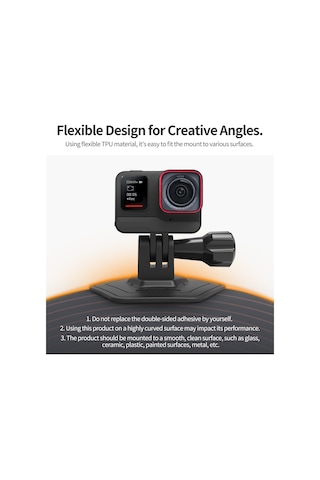 Geeroyoo Aksiyon Kamerası Aksesuarı - Actıon 4/ınsta360 Go3 İçin Esnek Yapışkan Taban, Kask Ve Düz Yüzeylerde Kullanım