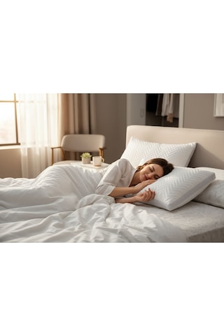 Spacer Line Klimalı Kapitone Yastık Beyaz 50x70 Otel Konfor Yastığı Beyaz