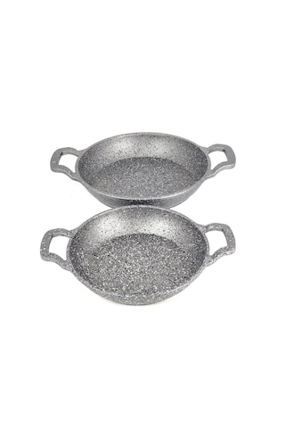 Oms 3729 Döküm Granit 2 Parça Kapaksız Sahan Set 18-20 Cm Gri