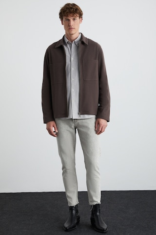 Calpe Erkek Skuba Interlok Kumaşlı Organik Pamuklu Fermuarlı Cepli Şık Gömlek Tipi Kahverengi Ceket