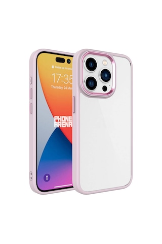 Apple iPhone Uyumlu 15 Pro Kılıf Şeffaf Arka Yüz Kamera Yükseltili Silikon Pazarplus Pembe Açık