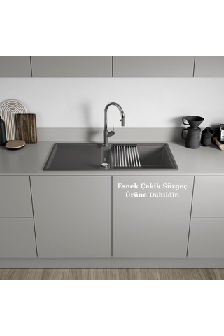 Blanco Adıra Xl 6 S Granit Evye, Volkan Gri Renk, Tezgah Üstü, Çift Yönlü Damlalık, 100x50 Cm Gri