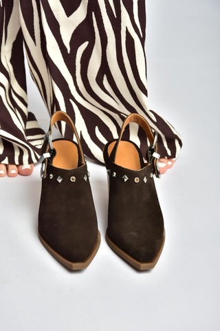 Fox Shoes Y654307702 Kahverengi Hakiki Deri Süet Alçak Topuklu Western Ayakkabı