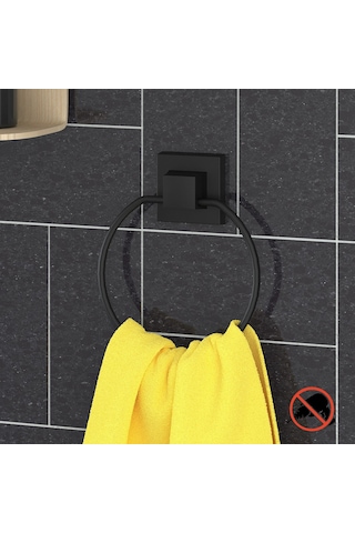 Teknotel Easyfıx Yapıskanlı Yuvarlak Havluluk Mat Siyah Ef235 Siyah