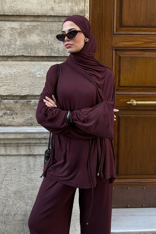 Carell Micro Modal Tunik Mürdüm Çok Renkli