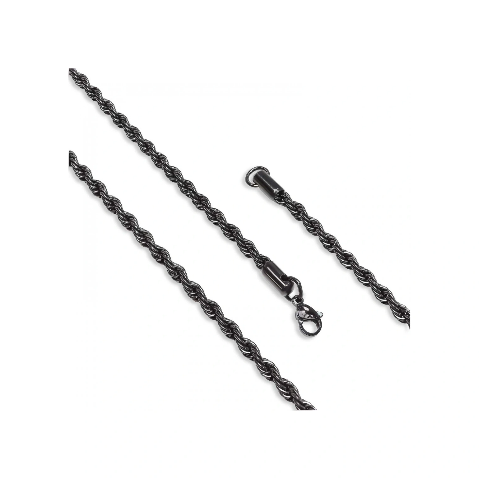 Moncuk Design Sarmal Halat Çelik Kolye 4mm 3351cek056 Siyah