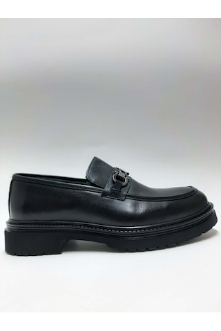 Adnan Bozkaya Hakiki Deri Tokalı Loafer Siyah Klasik Casual Model Erkek Ayakkabı C-81235734adn