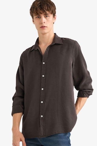 Defacto Regular Fit Gömlek Yaka Twill Uzun Kollu Gömlek G0406ax25aubn339 Kahve