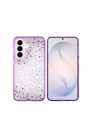 Samsung Uyumlu Galaxy S26 Kılıf Kamera Yükseltili Simli Damla Taşlı Silikon Ata Pro Tech Şeffaf