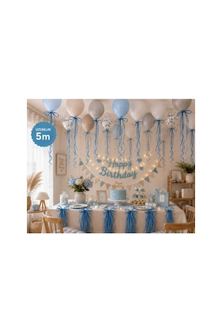Mavi Rafya İpi - Balon Bağlama Ve Hediye Paketi Süsleme İpi 1 Rulo 5metre