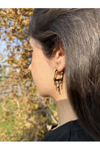 Melted Gold Hoop Küpe Altın