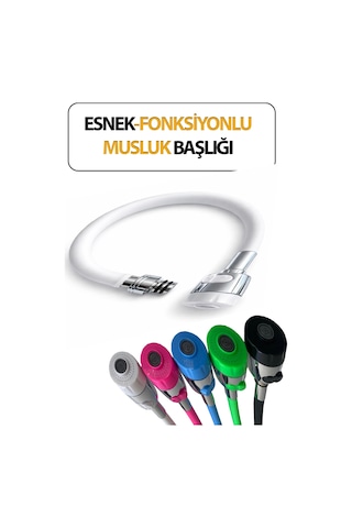 Oynar Başlıklı Spiral Esnek 2 Fonksiyonlu Lavabo & Mutfak Musluk Ucu Beyaz Renkli Musluk Başlığı