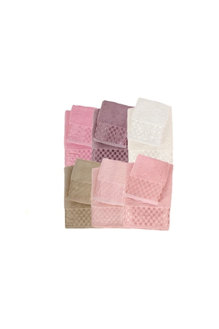 Bambu Soft Dama Desenliı Banyo Havlu Takımı 6 Renk