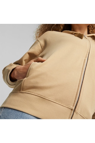 Puma Her Terry Fermuarlı Kadın Kapüşonlu Sweatshirt 676003 84 Bej