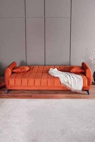 Kilim Mobilya Linda Üç Kişilik Kanepe Yüksek Ayaklı Turuncu
