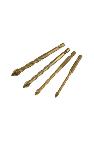 Altıgen Saplı Çapraz Cam Matkap Ucu Dişli Seramik Göz Matkap Ucu Karbür 4'lü