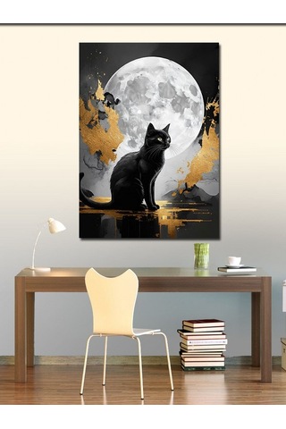 Kanvas Tablo Dolunay Ve Kedi 50cmx70cm