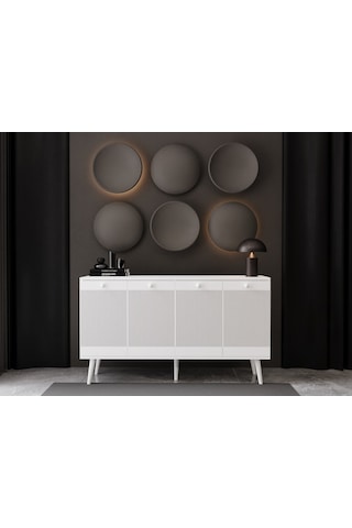 Melura Konsol 160 Cm %100 Mdf Lake Ahşap Ayaklı Beyaz