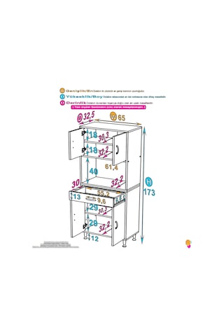 Eliusta Nordi 4 Kapak 2 Raflı Beyaz Dolap 65x173x32,5 Cm Çekmeceli Çok Amaçlı Banyo/mutfak Dolabı Beyaz